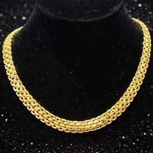 18k gold Technibond vintage diamond cut Bismark dome statement necklace HSN